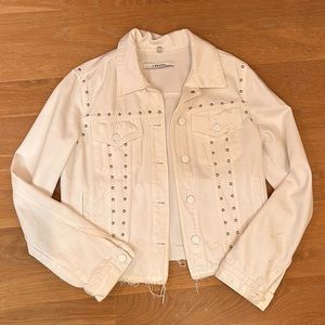 J brand white denim jacket with silver stud detail
